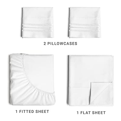 Queen Size 4 Piece Set - Comfy Breathable & Cooling Sheets - Hotel Luxury Bed Sheets - Deep Pockets, Easy-Fit, Extra Soft & Wrinkle Free Sheets