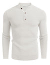 COOFANDY Men Quarter Button Dress Sweater Henley Fashion Knitted Pullover Sweater White