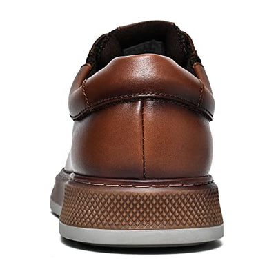 Men's Casual Oxford Dressy Sneaker Shoe Genuine Leather Fashion Casual Walking Shoes for Men Zapatos de Cuero Casuales para Hombres Brown 10.5