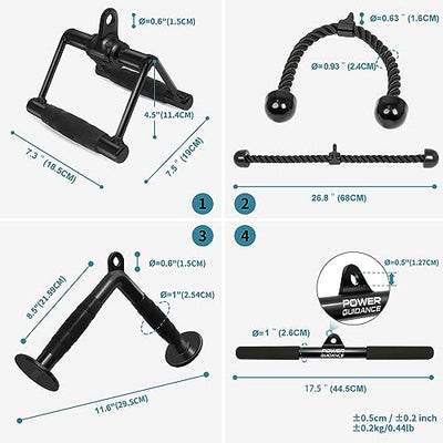 POWER GUIDANCE Triceps Pull Down Attachment, Cable Machine Accessories for Home Gym, LAT Pull Down Attachment Weight Fitness