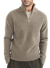 JMIERR Mens Quarter Zip Sweaters Mock Neck Polo Polluver Knit Sweater for Men with Ribbed Edge,US 46 (XL),Khaki