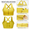 Cordaw Zip Front Sports Bra Adjustable Straps High Support Medium Impact Zipper Front Hook Running Bra Crisscross Padded-Yellow-4XL