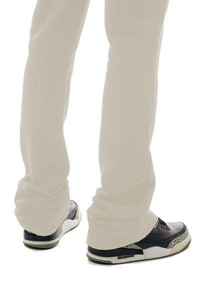 Bleecker and Mercer Soft Brushed Back Stacked Fleece Sweatpants Men - Hip-Hop Urban Fashion Streetwear (FP22614- Ivory, S)