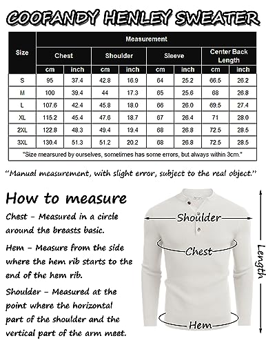 COOFANDY Men Quarter Button Dress Sweater Henley Fashion Knitted Pullover Sweater White